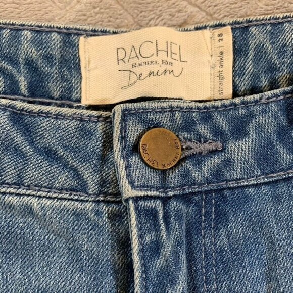Rachel Roy Womens 28 Denim Jeans Blue Straight Ankle Distressed 100% Cotton - Picture 5 of 12